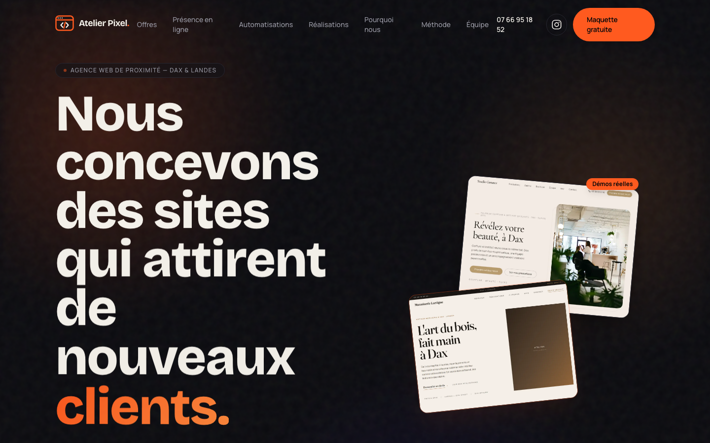 Aperçu du site Atelier Pixel Studio